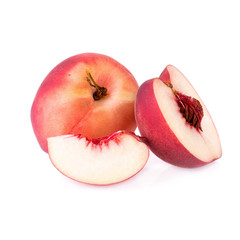 Ripe peach fruit isolated on white background