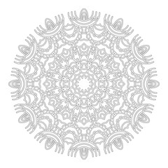 vector black and white round geometric abstract  floral lacy mandala - adult coloring book page