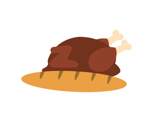 flat design whole chicken and bread  icon vector illustration