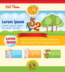 Kid cartoon template with smiling sun