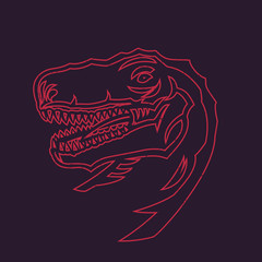 Tyrannosaurus Rex outline, head of T. rex, vector illustration