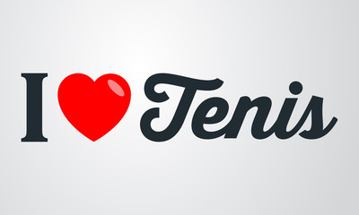 Icono plano i love Tenis en fondo degradado