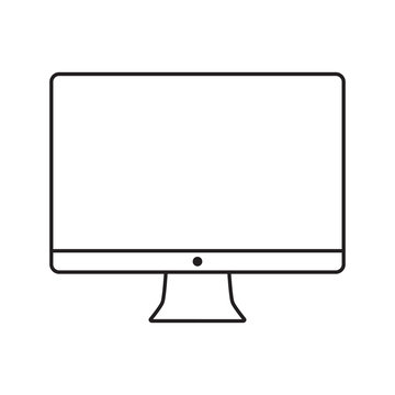 Line icon computer with screen. Vector illustration.