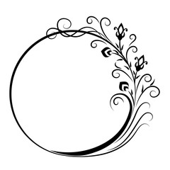 Floral circle frame vector. Design element.