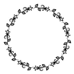 Floral circle frame vector. Design element.