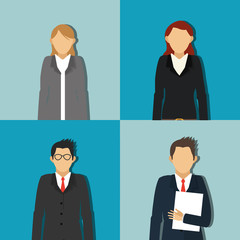 executive person in suit with  business related icons image vector illustration