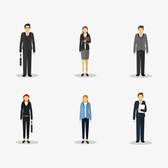 executive people in suit with business related icons image vector illustration