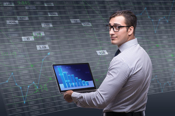 Young businessman in online trading concept