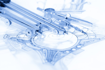 drawings of architectural details - columns element & compasses