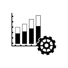 flat design graph chart and gear  icon vector illustration