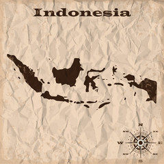 Indonesia old map with grunge and crumpled paper. Vector illustration