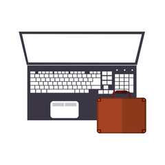 flat design computer and briefcase  icon vector illustration