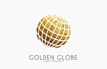 Globe sign. Golden globe logo. Creative logo
