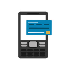 flat design cellphone and credit card  icon vector illustration