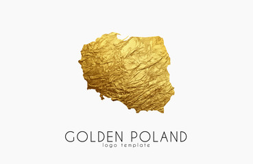 Poland map. Golden Poland logo. Creative Poland logo design