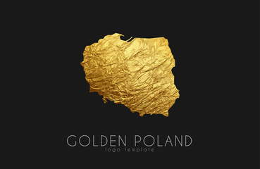 Poland map. Golden Poland logo. Creative Poland logo design