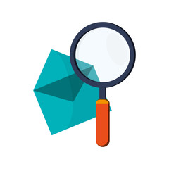 flat design message envelope and magnifying glass icon vector illustration