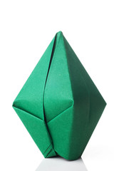 Cute origami art, colored balloon shape isolated over a white background