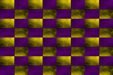 Illustration of an abstract yellow and purple chessboard