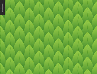 Foliage seamless pattern. Green leaf seamless vector catroon hand drawn pattern