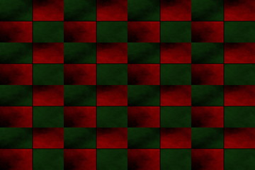 Illustration of an abstract red and dark green chessboard