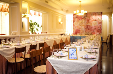 Table setting for an event party or wedding reception. Wedding decorations. wedding concept
