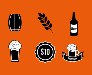 flat design beer related icons image vector illustration