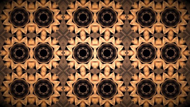 Fondo Mosaico fractal geometrico con palpitacion de luces intermitentes de colores rojo y naranja

