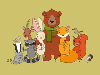 Cute animals of the forest.