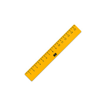 The yellow ruler. Student supplies image. Top view illustration.