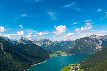 Naklejka na ściany i meble Lake Achensee at Tirol, bird view