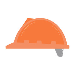 Orange construction safety helmet isolated on white flat vector image