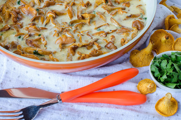 Chanterelle mushrooms pan-sauteed in white sauce