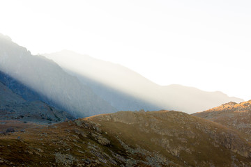 Rays of sun in the Slovak Tatra mountains.