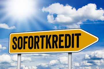 Obraz premium Schild Wegweiser mit Sofortkredit