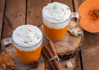 Pumpkin Smoothie With Cream and Cinamon