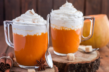 Pumpkin Smoothie With Cream and Cinamon