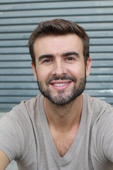 Fototapeta premium Handsome bearded man smiling isolated
