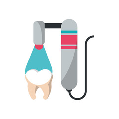 Tooth with tool icon. Dental medical and health care theme. Isolated design. Vector illustration