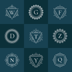 Obraz premium Luxury logo vintage thin line pictogram set