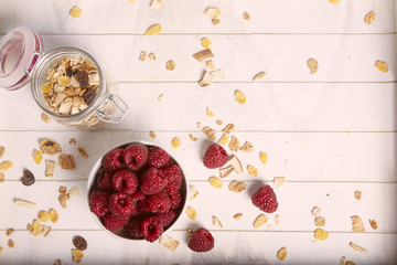 breakfast with cereals and raspberry 0777