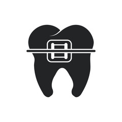 Tooth with bracers icon. Dental medical and health care theme. Isolated design. Vector illustration