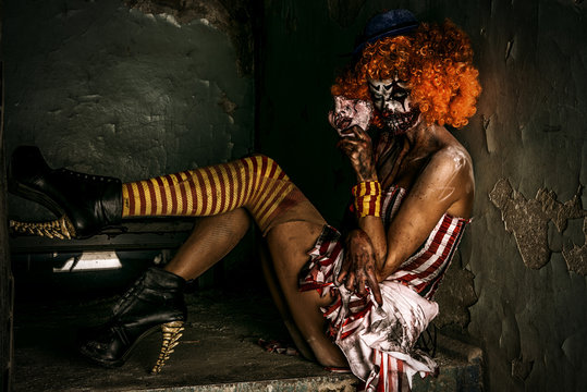 female zombie clown