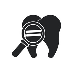 Tooth with lupe icon. Dental medical and health care theme. Isolated design. Vector illustration