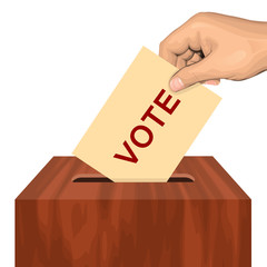 Illustration of hand putting voting paper in the ballot box