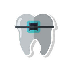 Tooth with bracers icon. Dental medical and health care theme. Isolated design. Vector illustration