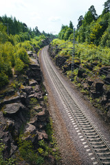 Railway passes close to cliffs