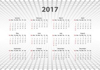 calendar 2017 at abstract background