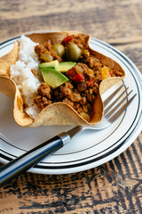 Authentic picadillo (traditional Latin American dish, vegan version)