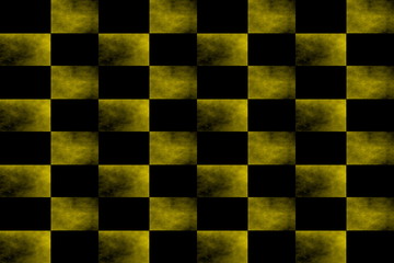 Illustration of an abstract yellow and black chessboard